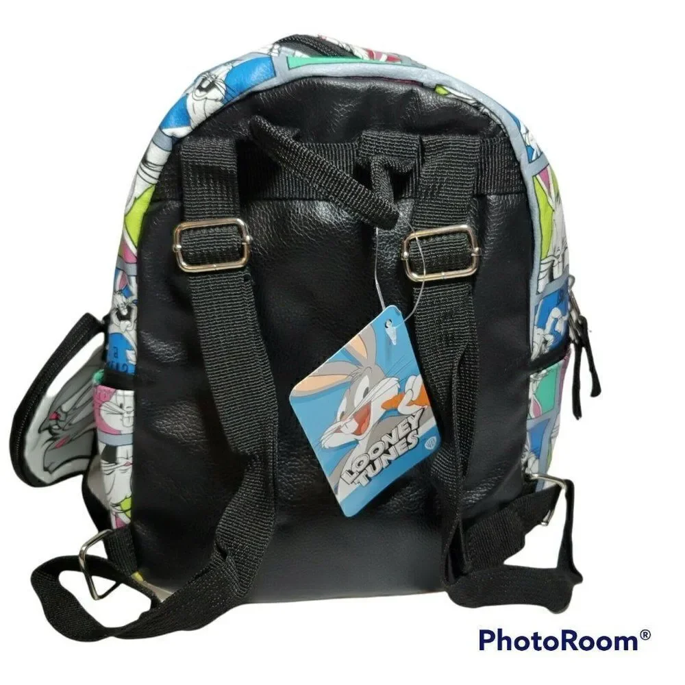 Warner‎ Bros. Looney Tunes Bugs Bunny Mini Backpack w/Zip Pouch White 10.5